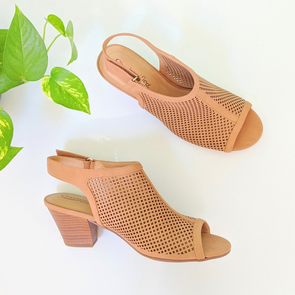 Cityclassified Comfort Tan Open Toed Booties